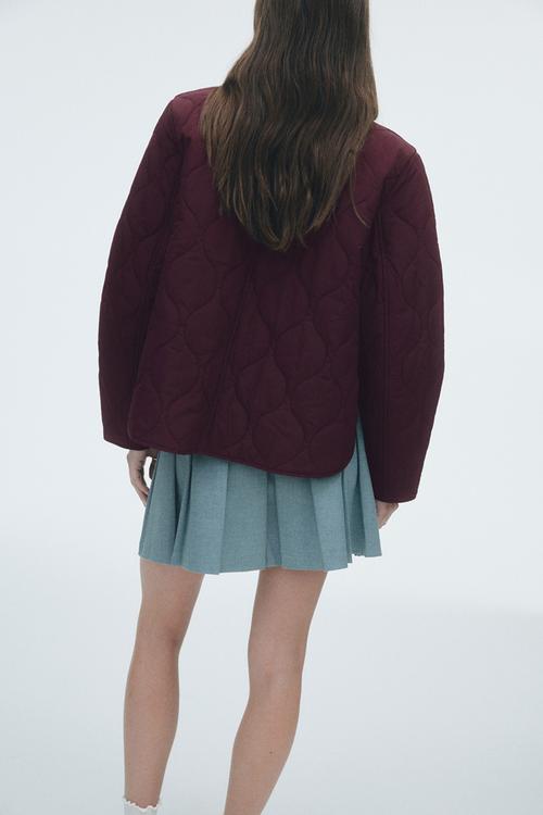 Oversized quilted jacket - burgundy