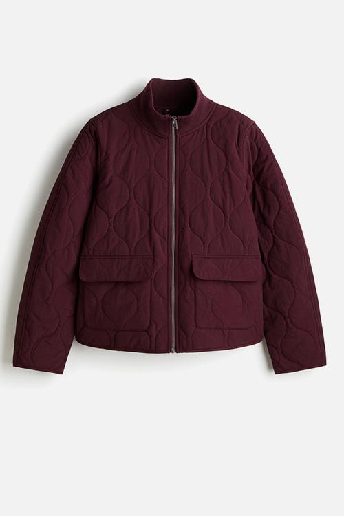 Oversized quilted jacket - burgundy