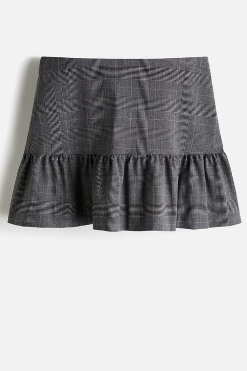 Flared mini skirt - grey/checked