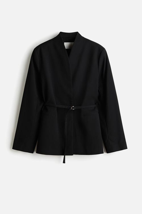 Belted blazer - black