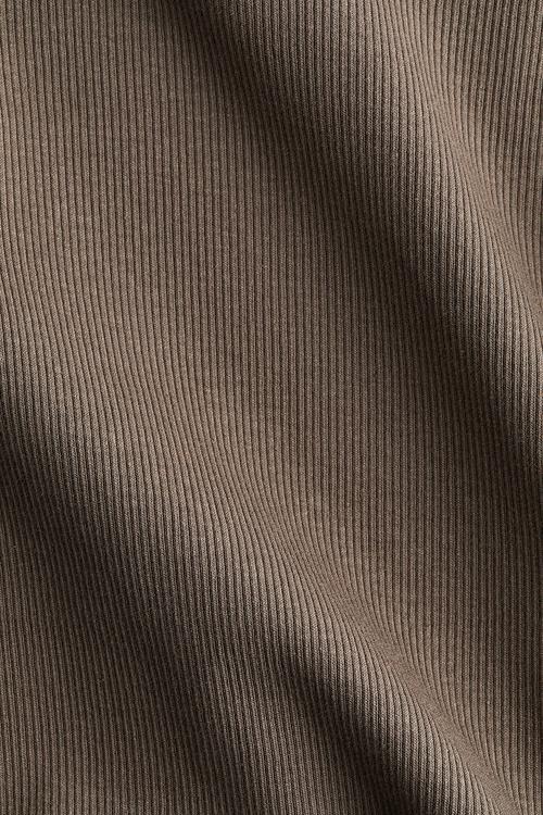 Ribbed cotton jersey top - brown
