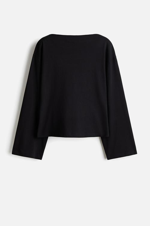 Boat-neck cotton top - black