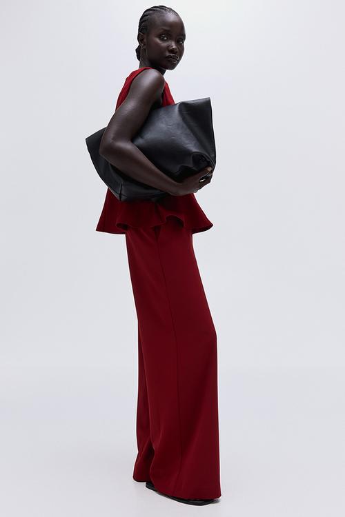 Wide trousers - dark red