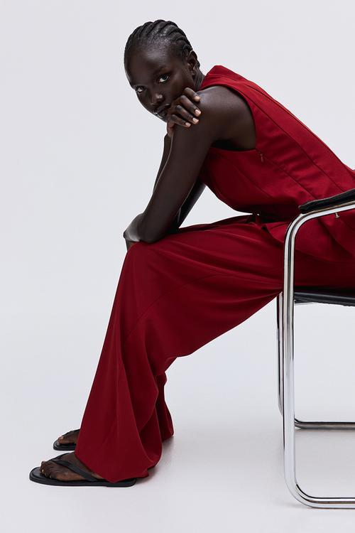 Wide trousers - dark red