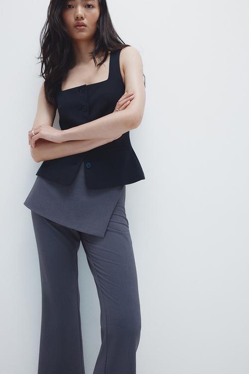 Skirt-layered trousers - dark grey