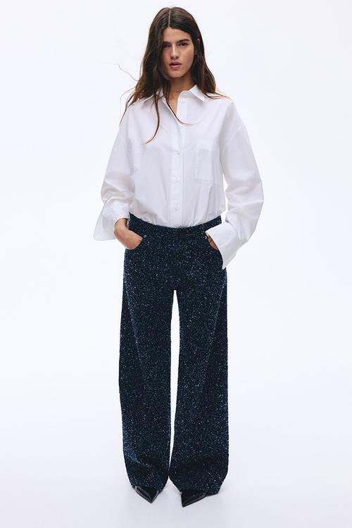 Boucle denim jeans - navy blue/glittery
