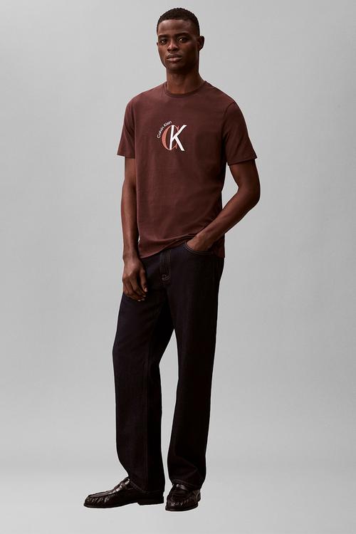 Ss 30S Whsl Ckj 2Tone Ck Graphic Tee - Rich Brown