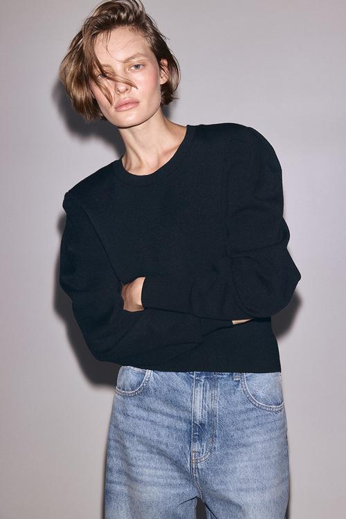 Shoulder-pad top - dark green