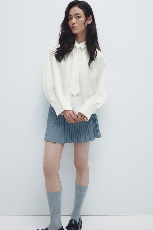Tie-detail shirt - white