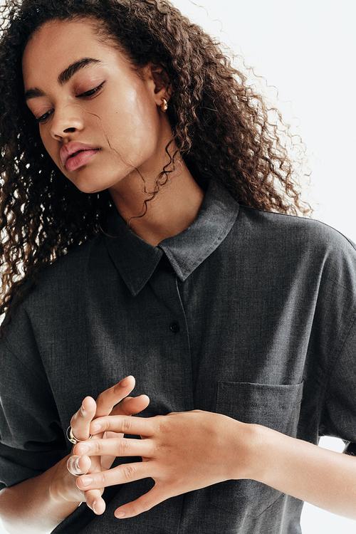 Oversized shirt - dark grey marl