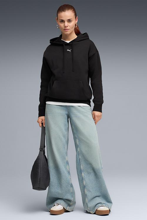Ess Centered Cat Logo Relaxed Hoodie Fl - Puma Black