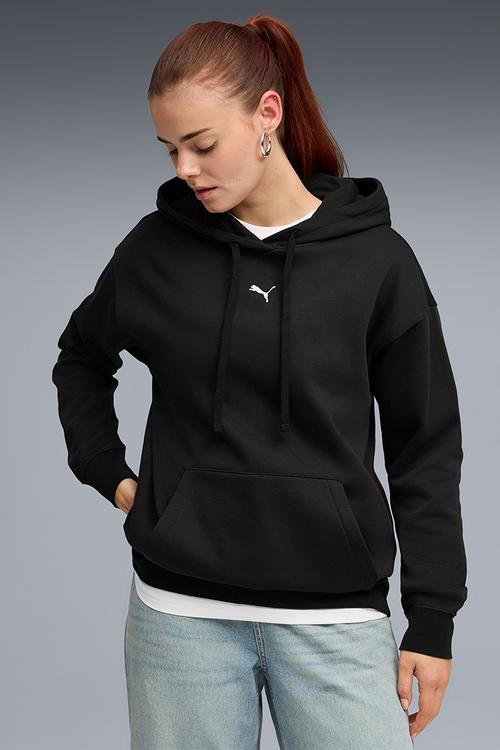 Ess Centered Cat Logo Relaxed Hoodie Fl - Puma Black