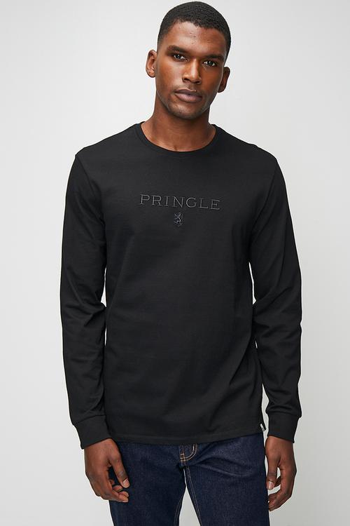 Ethan Embroidery Long Sleeve T-shirt - Black