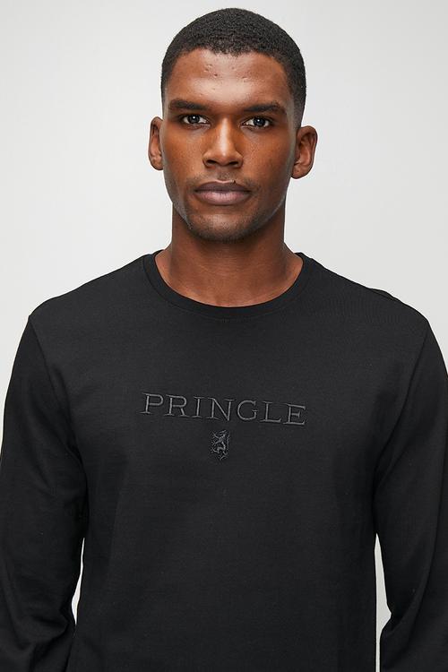 Ethan Embroidery Long Sleeve T-shirt - Black