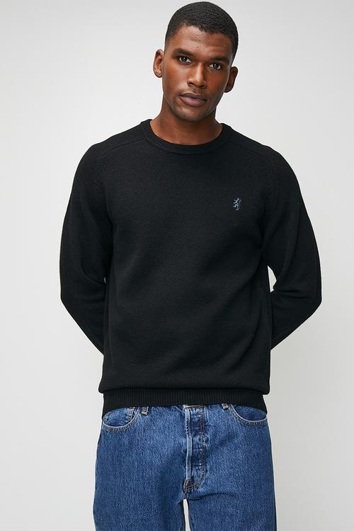 Johnson Long sleeve Lambswool Crew Sweater - Black