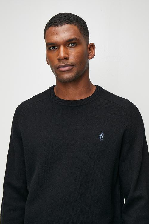 Johnson Long sleeve Lambswool Crew Sweater - Black