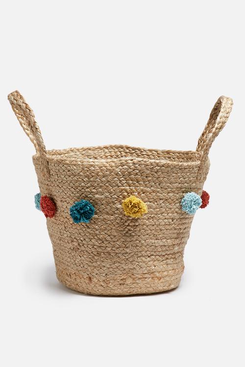 Jute pom pom basket