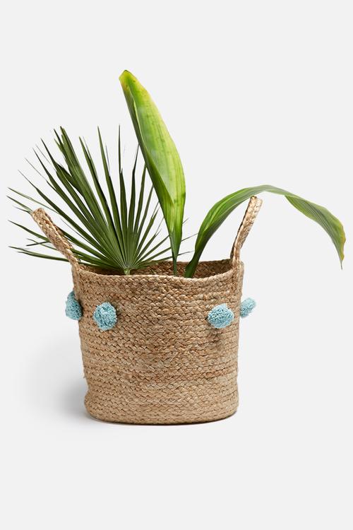Jute pom pom basket 