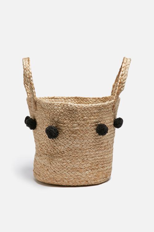 Jute pom pom basket