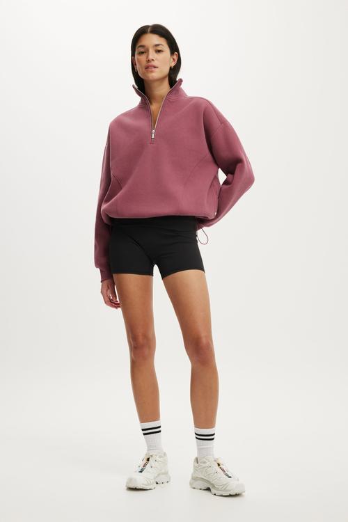 Plush Half Zip Sweatshirt - Dusty Rose