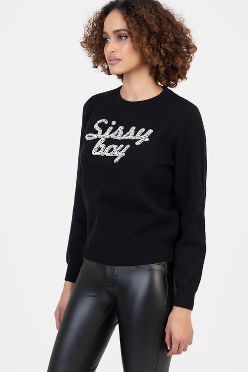 Walk Away Knit Jersey With Bling Branding - Black