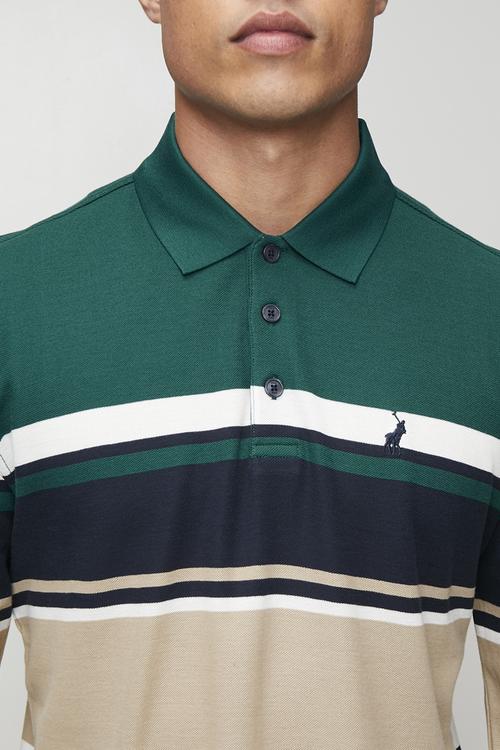 Tilston Pique Stripe Long sleeve Golfer - Green