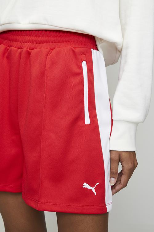 T7 Relaxed Pintuck Shorts 4  For All Tim - For All Time Red
