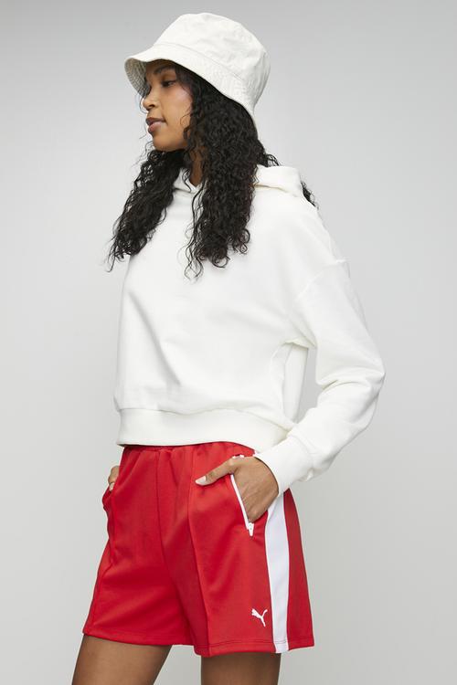 T7 Relaxed Pintuck Shorts 4  For All Tim - For All Time Red