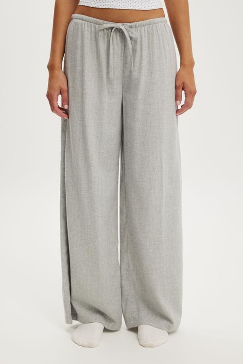 Cosy soft flannel wide leg pant - gerry stripe grey marle