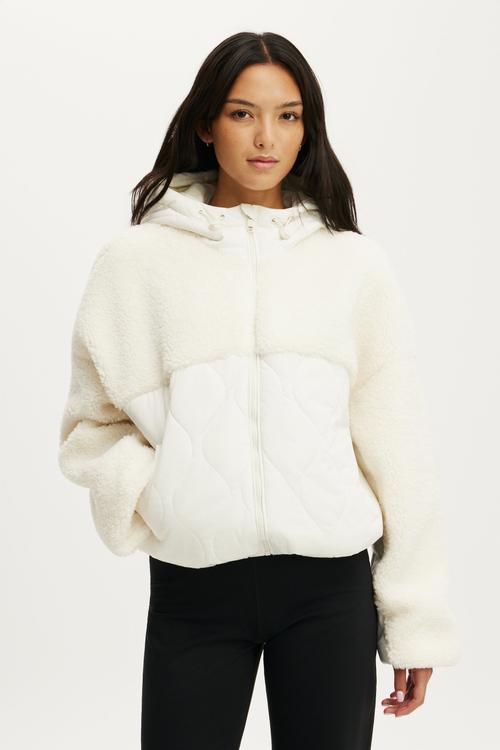 Sherpa Quilted Hooded Jacket - Coconut Milk