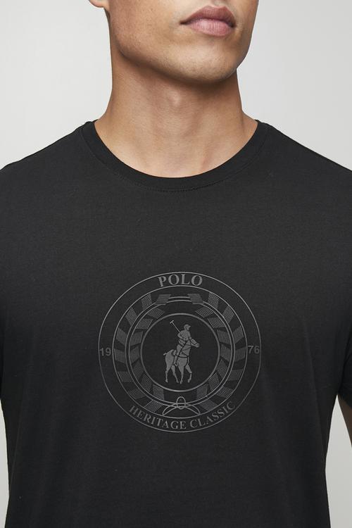 Huck Logo Crest Print Ss Tee - Black