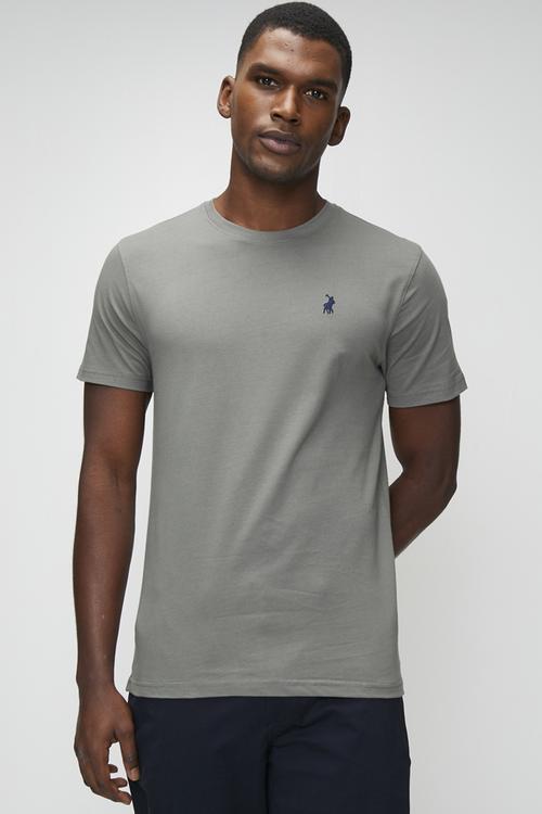 Jensen Rubber Badge Ss Tee - Charcoal Melange