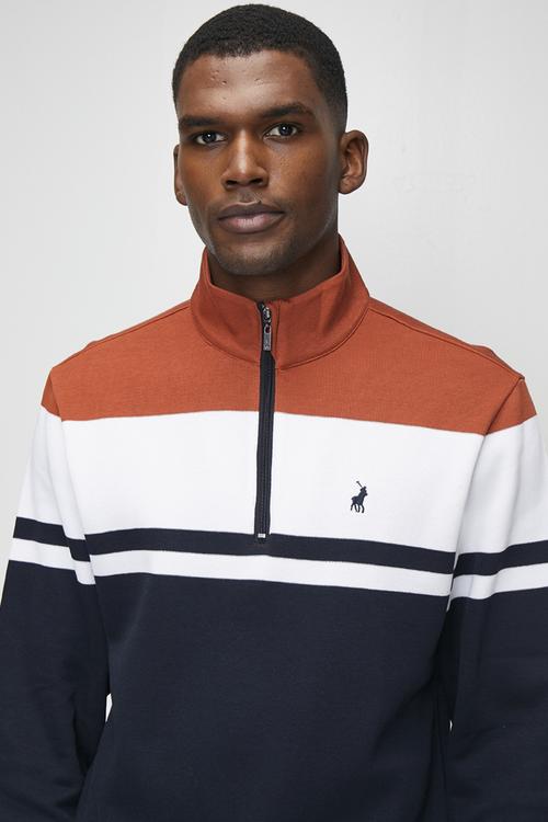 Harrison Colourblock Ls Sweater - Navy & Red