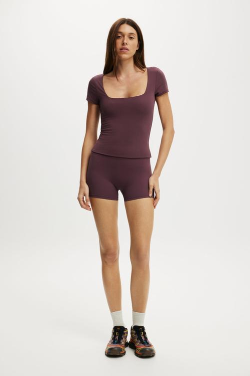 Ultra Soft Square Neck Fitted T-shirt - Choc Plum