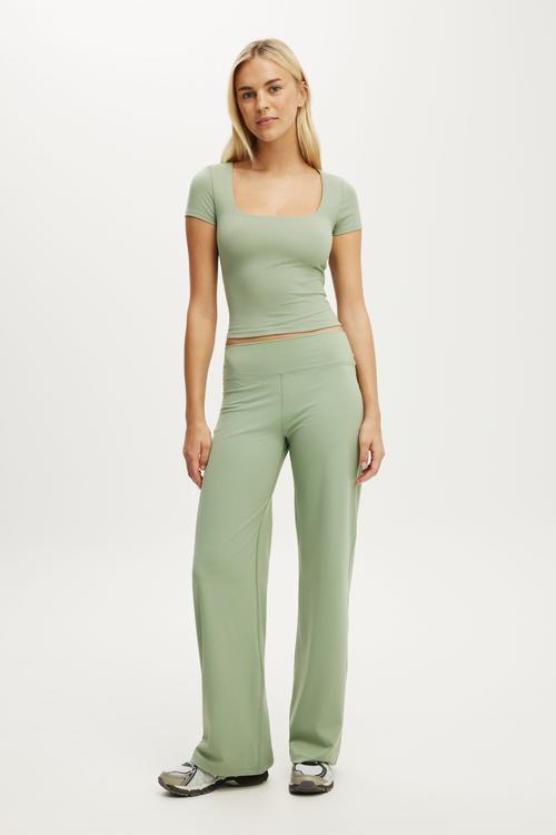 Ultra Soft Square Neck Fitted T-shirt - Matcha