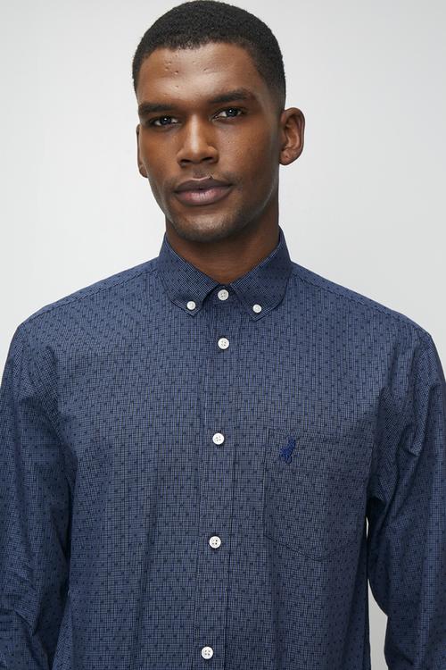 Varys Block Dobby Ls Shirt - Navy