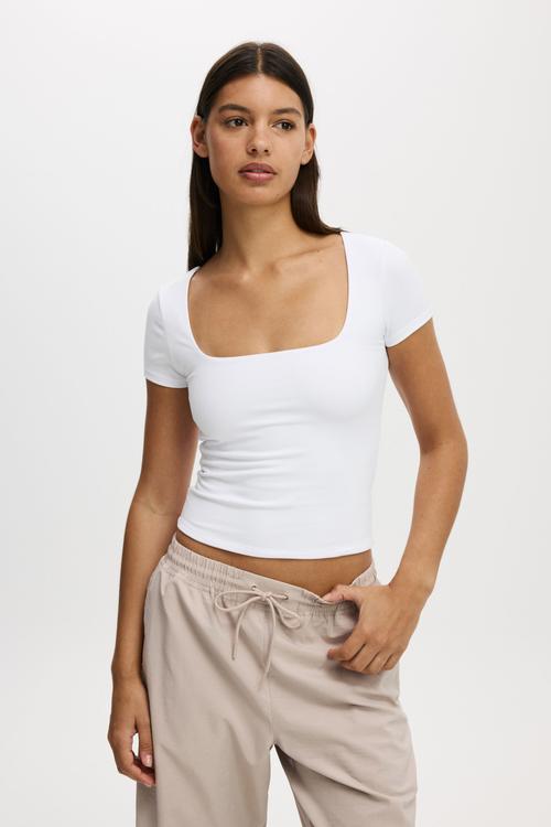 Ultra Soft Square Neck Fitted T-shirt - White
