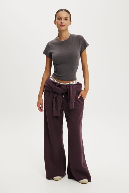 Active Rib Baby Tee - Washed Violet Grey