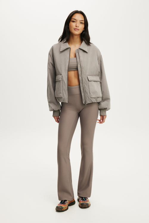 Collared Soft Touch Bomber - Washed Desert Grey