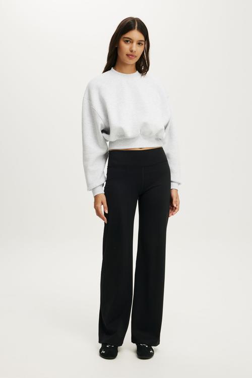 Plush Cropped Crew - Cloudy Grey Marle