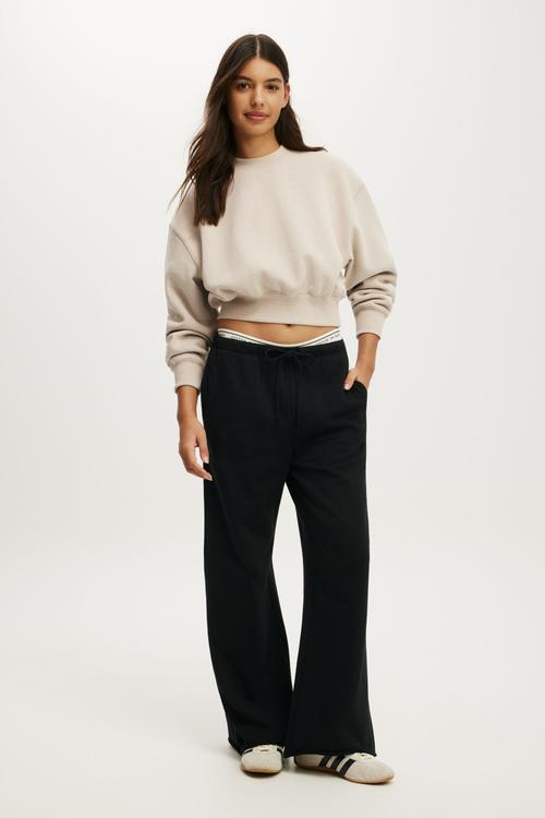 Plush Cropped Crew - Sesame Marle