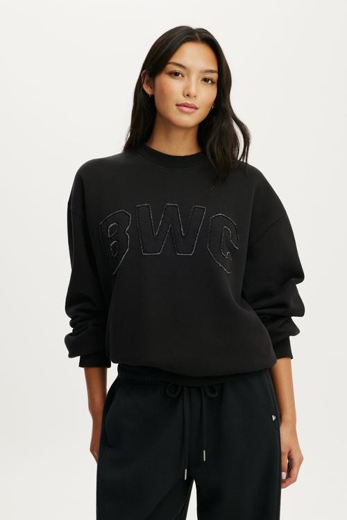 Fleece Graphic Crew Sweatshirt - Washed Black/Bwc
