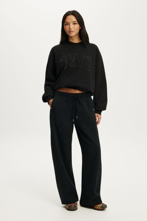 Fleece Graphic Crew Sweatshirt - Washed Black/Bwc