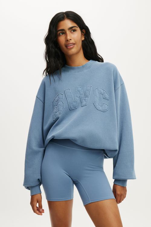 Fleece Graphic Crew Sweatshirt - Washed Infinity Blue/Bwc
