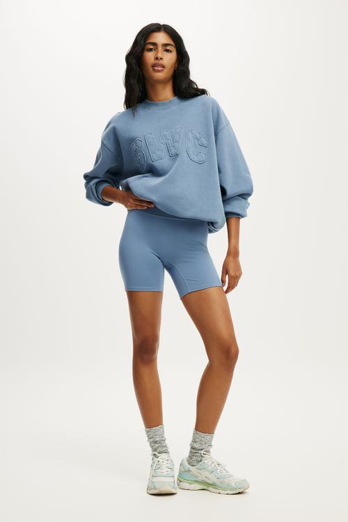 Fleece Graphic Crew Sweatshirt - Washed Infinity Blue/Bwc
