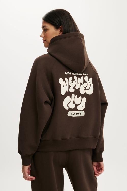 Plush Premium Graphic Raglan Hoodie - French Roast/Bwc