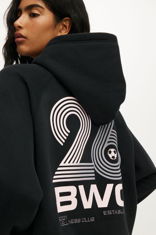 Plush Premium Graphic Raglan Hoodie - Black/Pitch Side