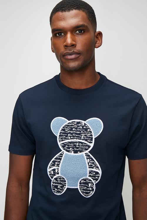 Bear Chenille Fur Tee-Shirt - Navy