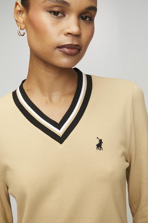 Wmn Cory Pique Long sleeve Dress - Camel