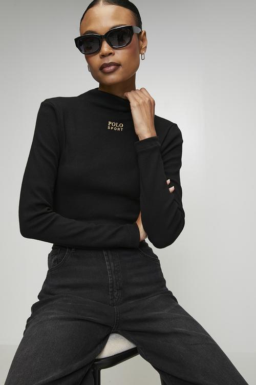 Wmn Luna Long sleeve Ribbed Sport T-shirt - Black